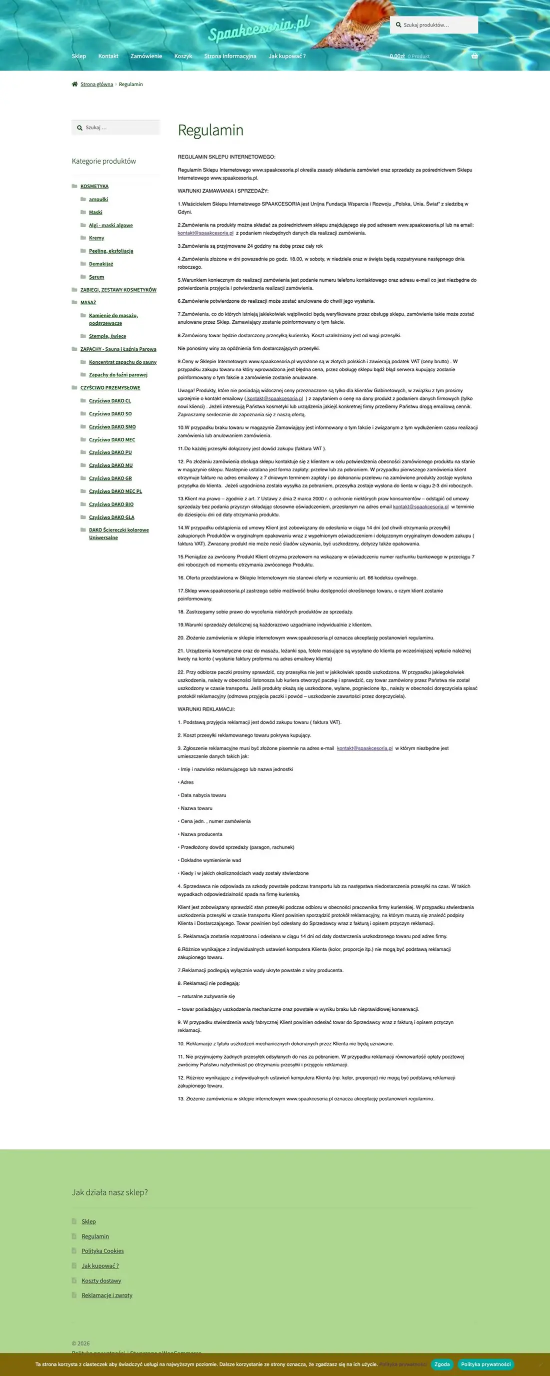 spaakcesoria.pl — Regulamin